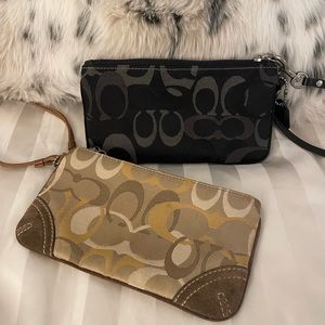 COACH wristlet, set of 2, 1 brown / 1 black